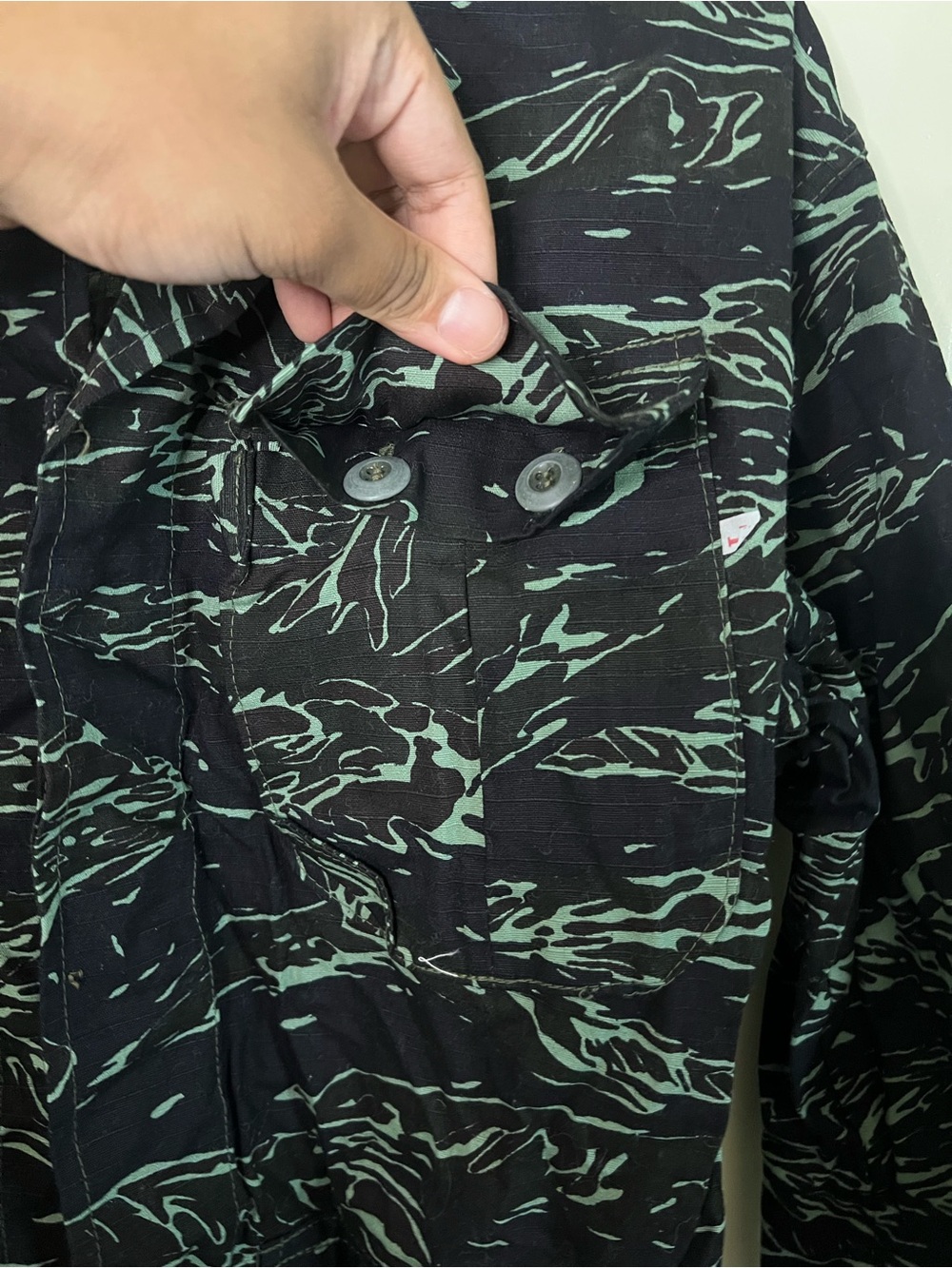 Vintage 80s Post Vietnam War Royal Thai Army "Shadow Tiger" Stripe Camo Shirt L - Picture 5 of 12